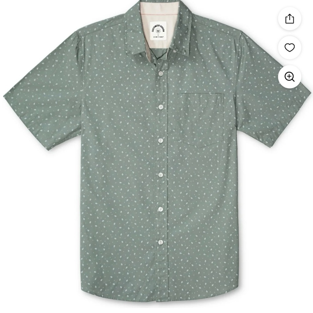 NWT Men's Green Patterned Short Sleeve Shirt